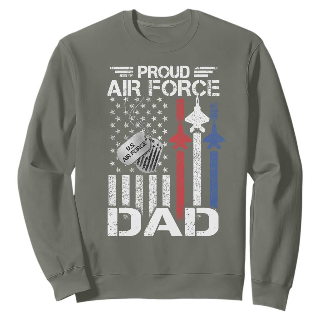 Proud Air Force Dad Sweatshirt Military Army Father Vintage American Flag TS11 Military Green Print Your Wear