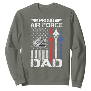 Proud Air Force Dad Sweatshirt Military Army Father Vintage American Flag TS11 Military Green Print Your Wear