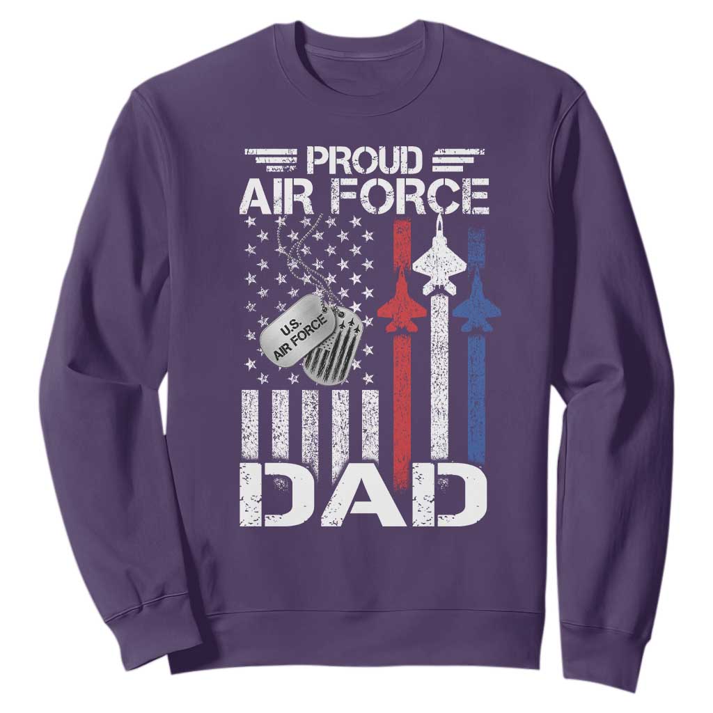 Proud Air Force Dad Sweatshirt Military Army Father Vintage American Flag TS11 Purple Print Your Wear