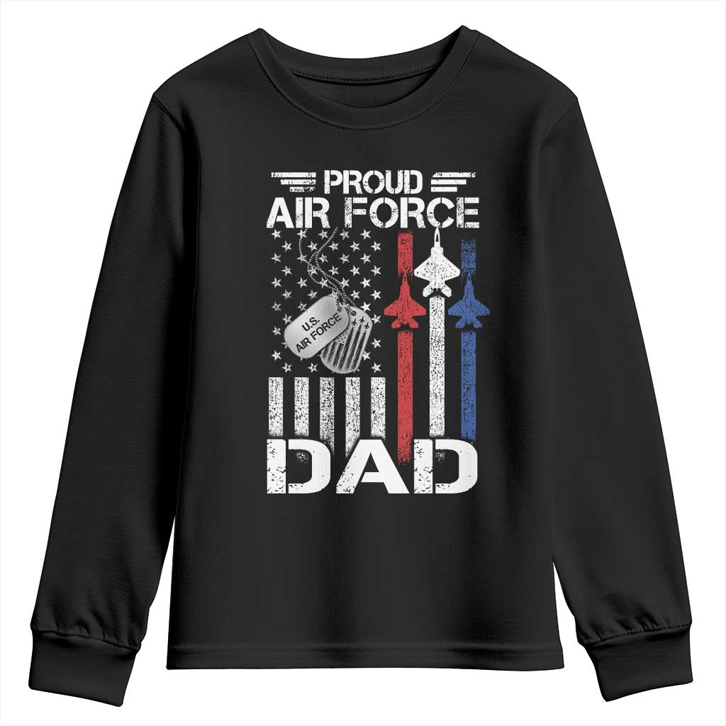 Proud Air Force Dad Youth Sweatshirt Military Army Father Vintage American Flag TS11 Black Print Your Wear
