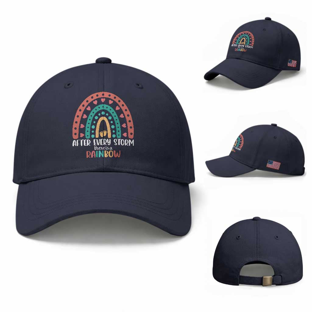 After Every Storm There Is A Rainbow Baseball Cap Pregnancy Announcement TS11 Baseball Cap Universal Fit Navy Print Your Wear