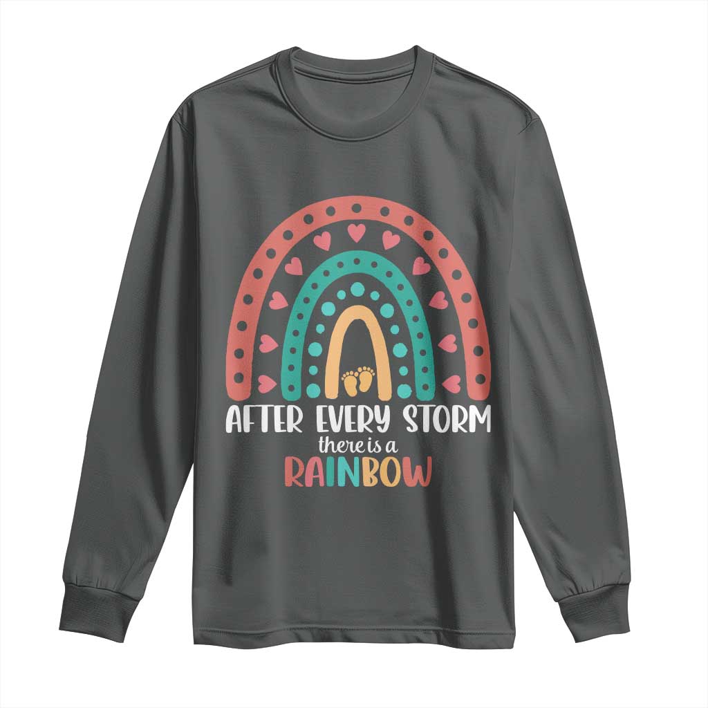 After Every Storm There Is A Rainbow Long Sleeve Shirt Pregnancy Announcement TS11 Dark Heather Print Your Wear