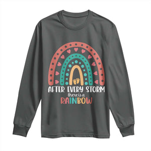 After Every Storm There Is A Rainbow Long Sleeve Shirt Pregnancy Announcement TS11 Dark Heather Print Your Wear