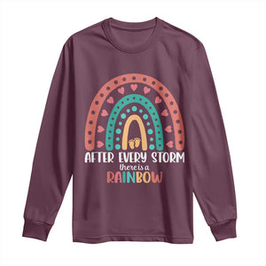 After Every Storm There Is A Rainbow Long Sleeve Shirt Pregnancy Announcement TS11 Maroon Print Your Wear