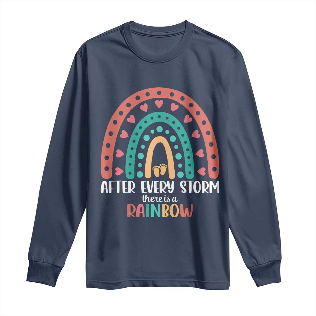 After Every Storm There Is A Rainbow Long Sleeve Shirt Pregnancy Announcement TS11 Navy Print Your Wear