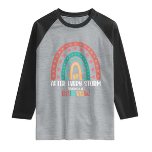 After Every Storm There Is A Rainbow Raglan Shirt Pregnancy Announcement TS11 Heather Gray Black Print Your Wear