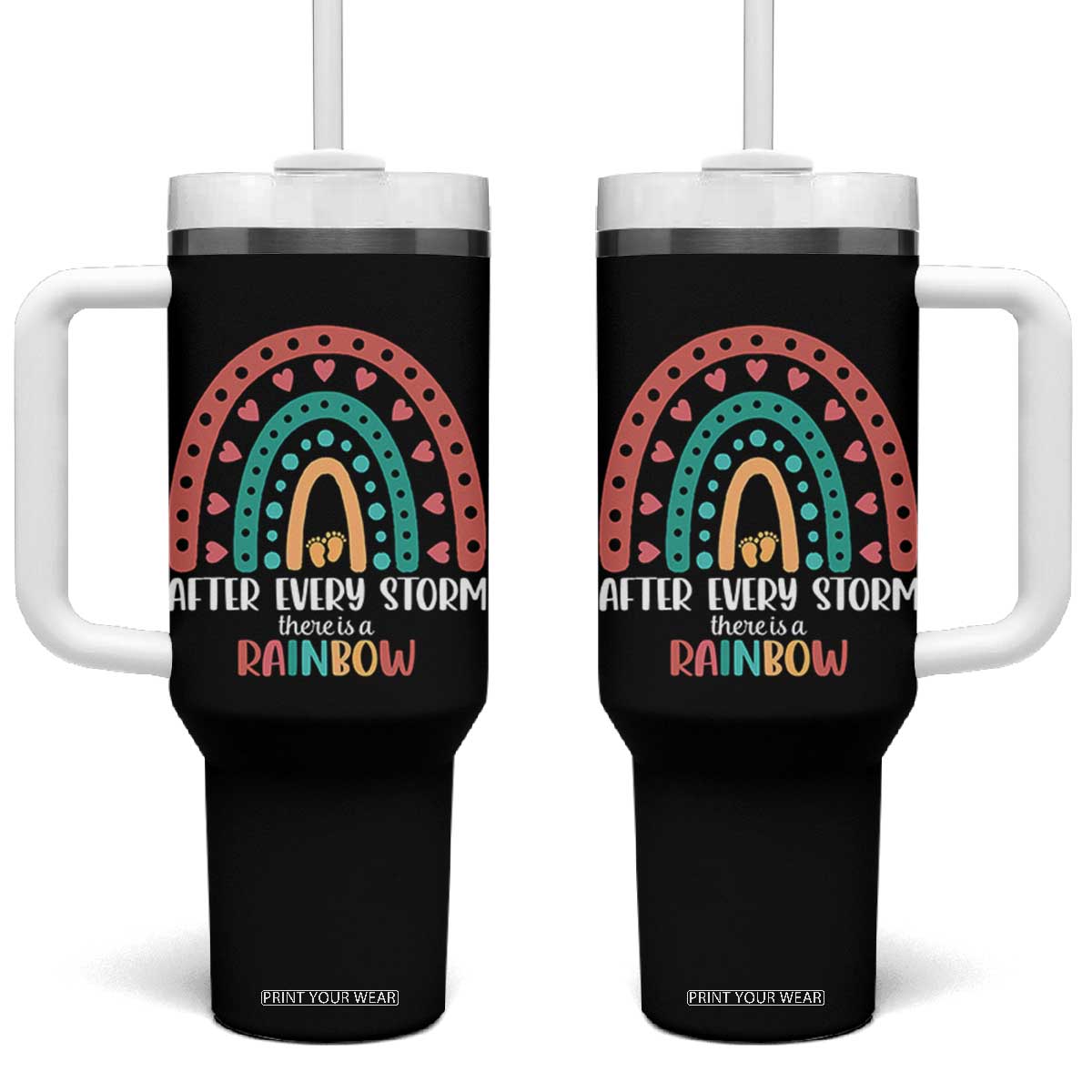 After Every Storm There Is A Rainbow Tumbler With Handle Pregnancy Announcement TS11 One Size: 40 oz Black Print Your Wear