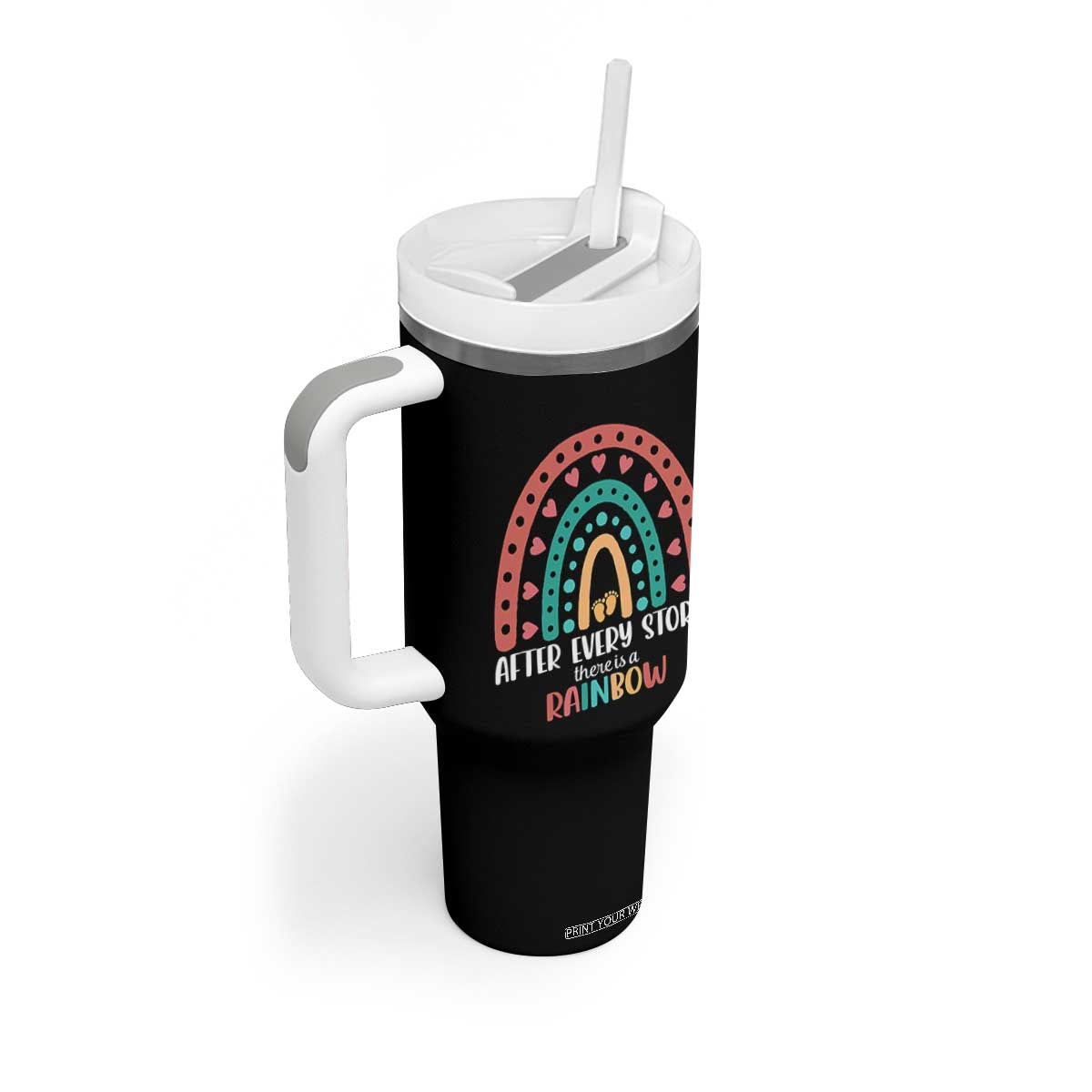 After Every Storm There Is A Rainbow Tumbler With Handle Pregnancy Announcement TS11 Print Your Wear