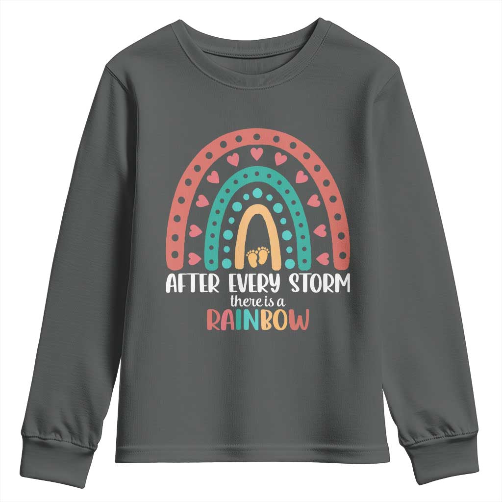 After Every Storm There Is A Rainbow Youth Sweatshirt Pregnancy Announcement TS11 Dark Heather Print Your Wear
