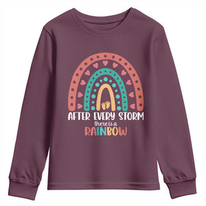 After Every Storm There Is A Rainbow Youth Sweatshirt Pregnancy Announcement TS11 Maroon Print Your Wear