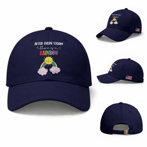 After Every Storm There Is A Rainbow Baseball Cap Sentimental Pregnancy Announcement TS11 Baseball Cap Universal Fit Dark Blue Print Your Wear