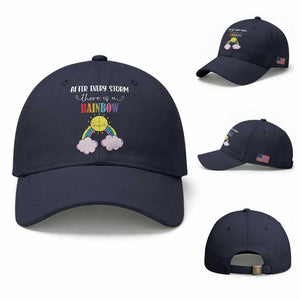 After Every Storm There Is A Rainbow Baseball Cap Sentimental Pregnancy Announcement TS11 Baseball Cap Universal Fit Navy Print Your Wear
