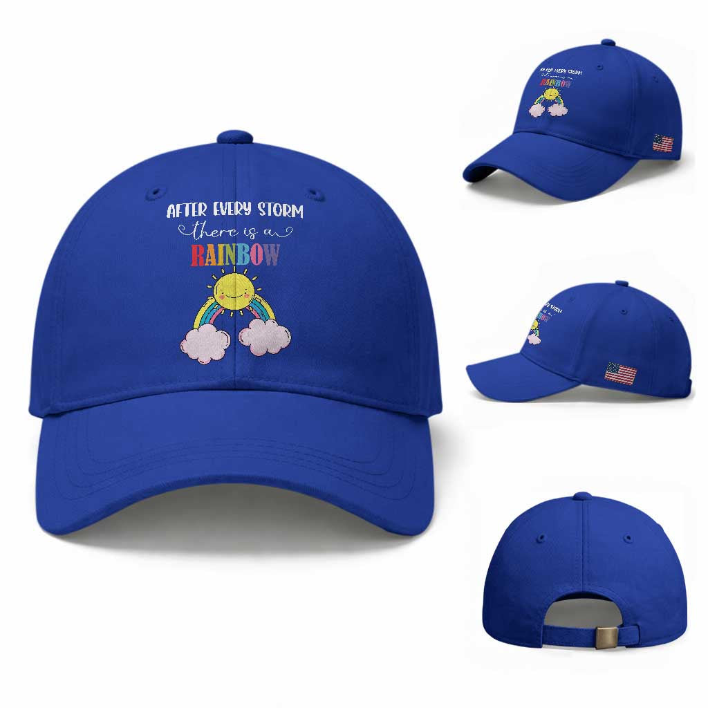 After Every Storm There Is A Rainbow Baseball Cap Sentimental Pregnancy Announcement TS11 Baseball Cap Universal Fit Royal Blue Print Your Wear