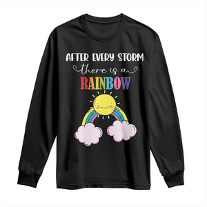 After Every Storm There Is A Rainbow Long Sleeve Shirt Sentimental Pregnancy Announcement TS11 Black Print Your Wear