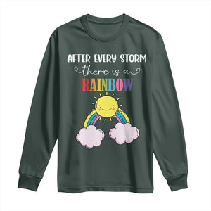 After Every Storm There Is A Rainbow Long Sleeve Shirt Sentimental Pregnancy Announcement TS11 Dark Forest Green Print Your Wear