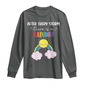 After Every Storm There Is A Rainbow Long Sleeve Shirt Sentimental Pregnancy Announcement TS11 Dark Heather Print Your Wear