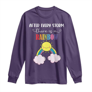 After Every Storm There Is A Rainbow Long Sleeve Shirt Sentimental Pregnancy Announcement TS11 Purple Print Your Wear