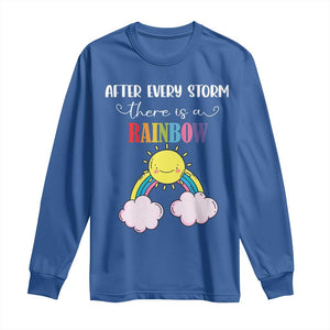 After Every Storm There Is A Rainbow Long Sleeve Shirt Sentimental Pregnancy Announcement TS11 Royal Blue Print Your Wear