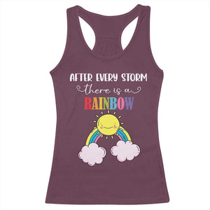 After Every Storm There Is A Rainbow Racerback Tank Top Sentimental Pregnancy Announcement TS11 Maroon Print Your Wear