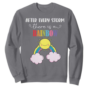 After Every Storm There Is A Rainbow Sweatshirt Sentimental Pregnancy Announcement TS11 Charcoal Print Your Wear