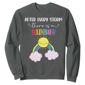 After Every Storm There Is A Rainbow Sweatshirt Sentimental Pregnancy Announcement TS11 Dark Heather Print Your Wear