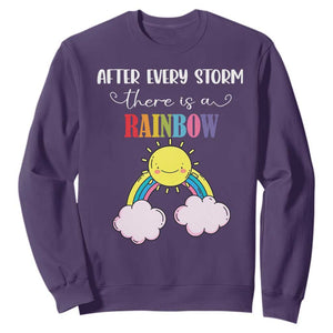 After Every Storm There Is A Rainbow Sweatshirt Sentimental Pregnancy Announcement TS11 Purple Print Your Wear
