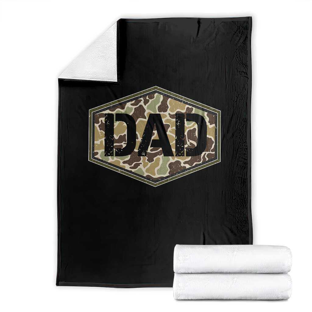 Dad Retro Old Camo Hunting Daddy Fathers Day Throw Blanket Dad Retro Old Camo Hunting Daddy Fathers Day TS11 Black Print Your Wear