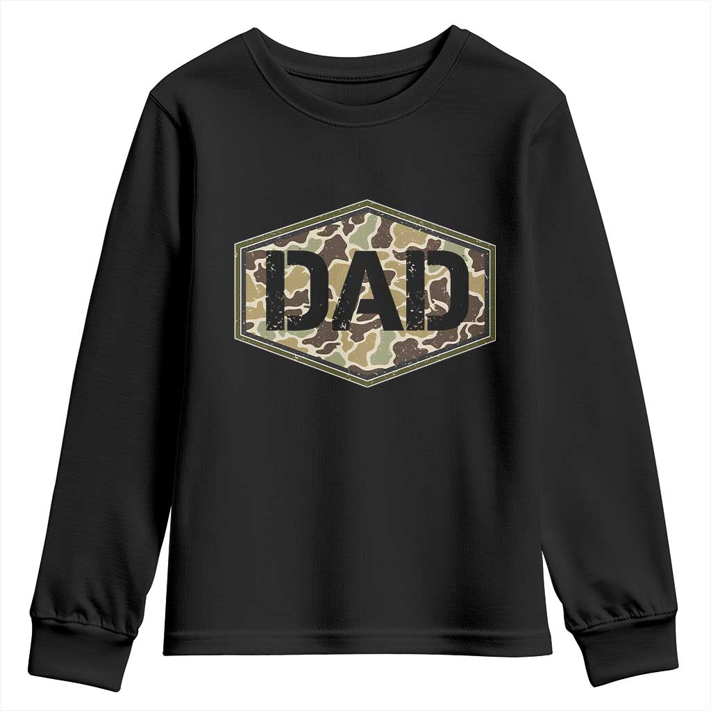 Dad Retro Old Camo Hunting Daddy Fathers Day Youth Sweatshirt Dad Retro Old Camo Hunting Daddy Fathers Day TS11 Black Print Your Wear