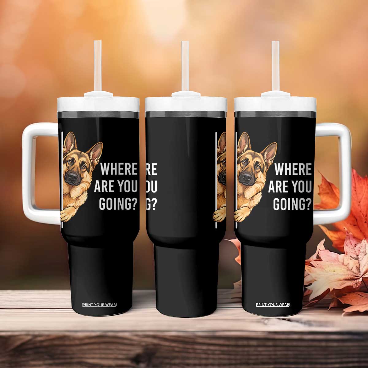Where are You Going Funny German Shepherd Dog Tumbler With Handle TS11 Print Your Wear