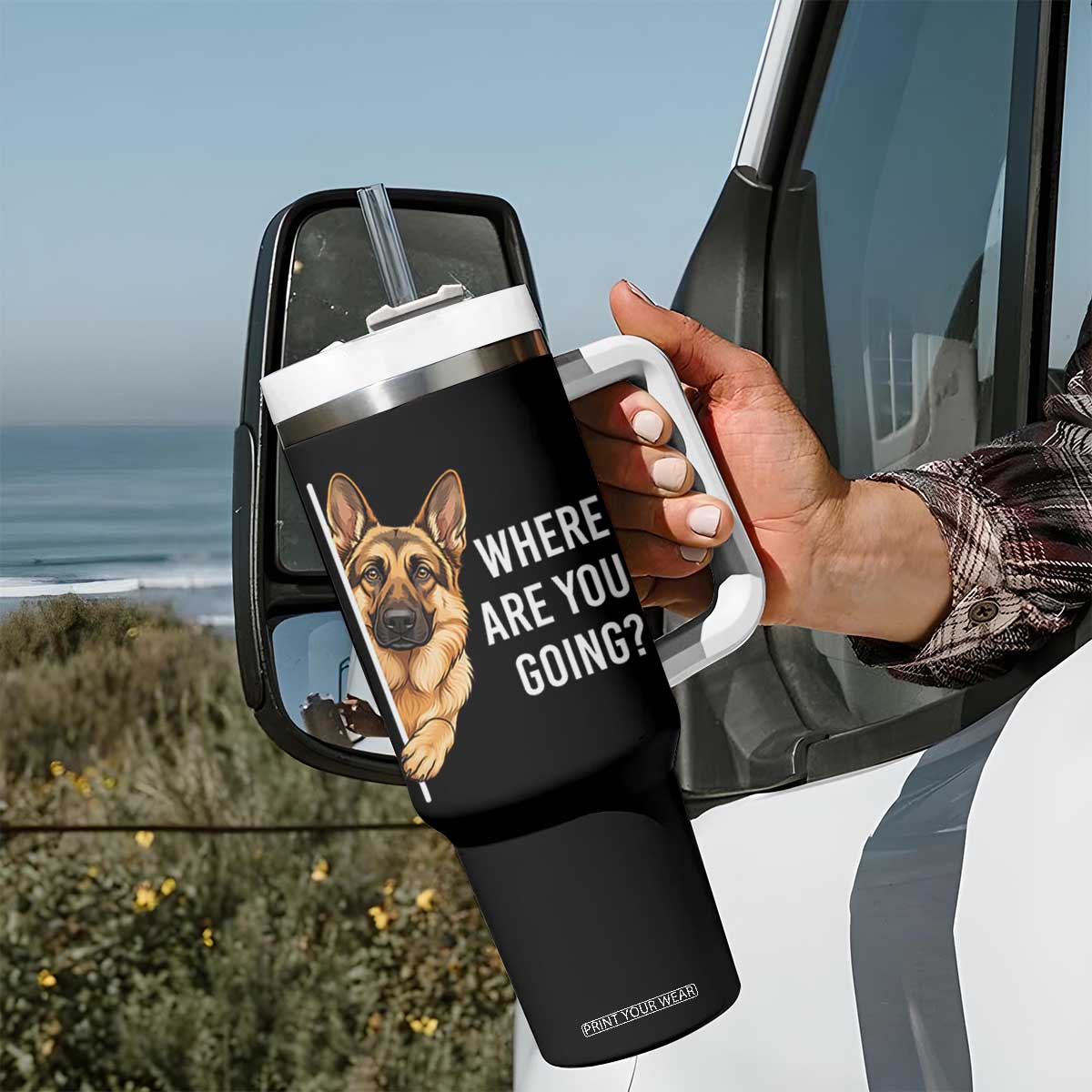 Where are You Going Funny German Shepherd Dog Tumbler With Handle TS11 Print Your Wear