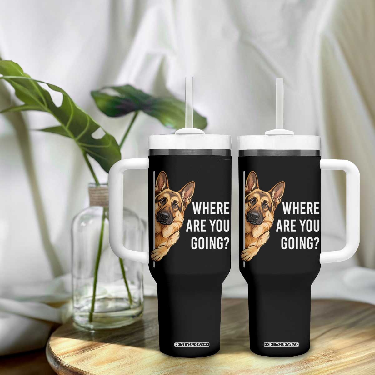 Where are You Going Funny German Shepherd Dog Tumbler With Handle TS11 Print Your Wear