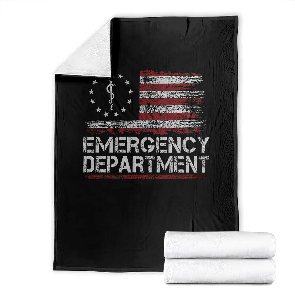 ER Nurse Emegency Department Throw Blanket Vintage American Flag Healthcare Nursing TS11 Black Print Your Wear