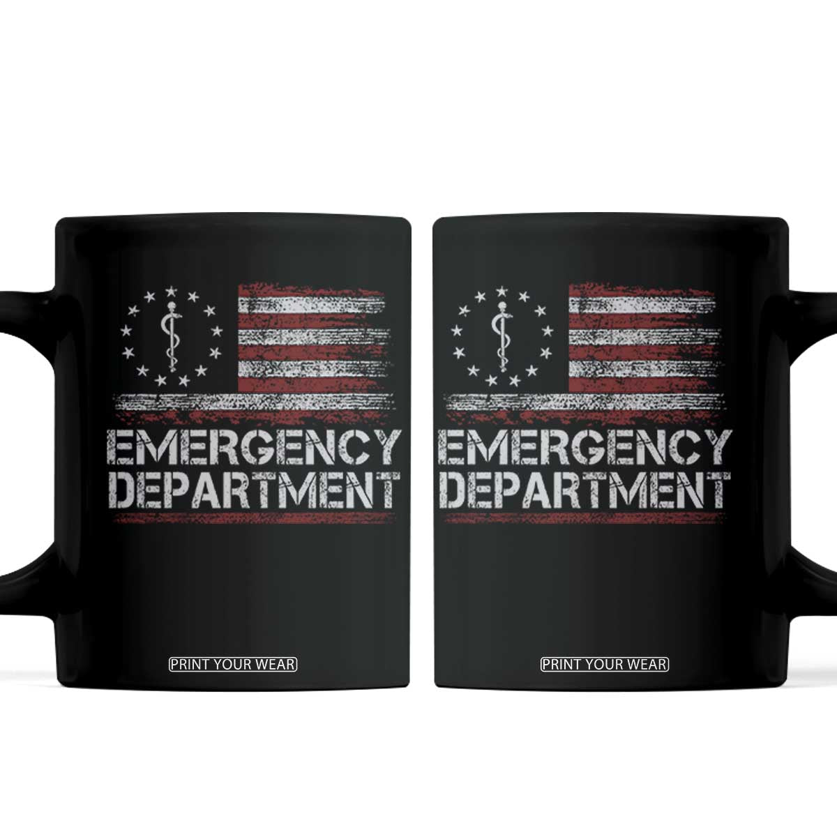 ER Nurse Emegency Department Coffee Mug Vintage American Flag Healthcare Nursing TS11 Black Print Your Wear