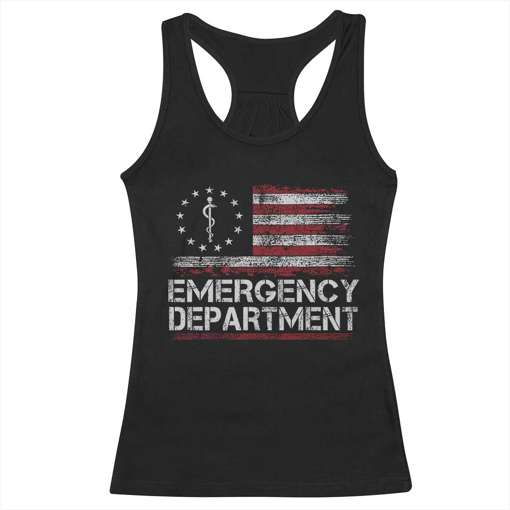 ER Nurse Emegency Department Racerback Tank Top Vintage American Flag Healthcare Nursing TS11 Black Print Your Wear
