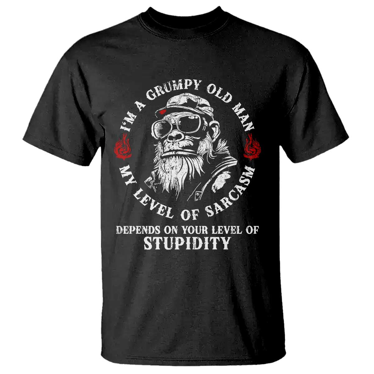 I Am A Grumpy Old Man My Level Of Sarcasm Depends On Your Level Of Stupidity T Shirt Funny Old Bigfoot TS11 Black Print Your Wear