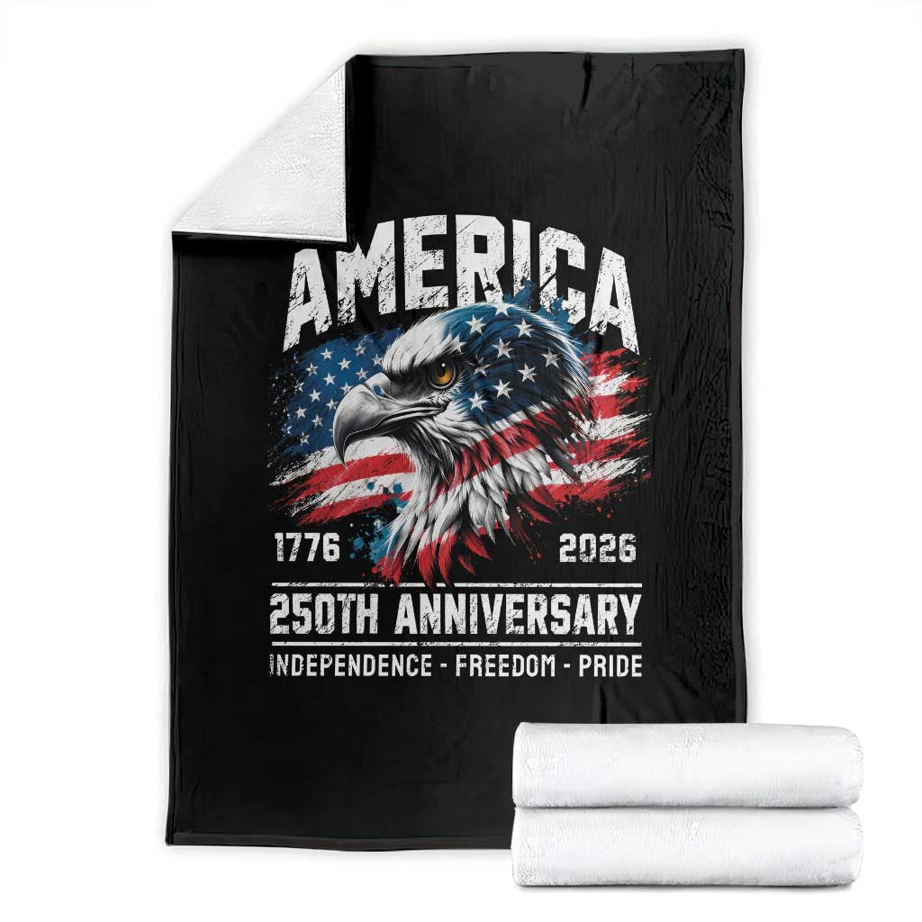 America 250th Anniversary Throw Blanket USA Patriotic Eagle 1776 2026 Independence Freedom Pride TS11 Black Print Your Wear