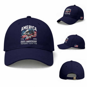 America 250th Anniversary Baseball Cap USA Patriotic Eagle 1776 2026 Independence Freedom Pride TS11 Baseball Cap Universal Fit Dark Blue Print Your Wear