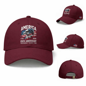 America 250th Anniversary Baseball Cap USA Patriotic Eagle 1776 2026 Independence Freedom Pride TS11 Baseball Cap Universal Fit Maroon Print Your Wear