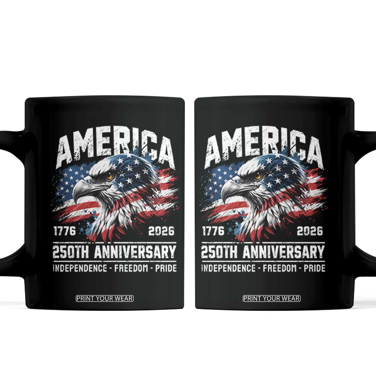 America 250th Anniversary Coffee Mug USA Patriotic Eagle 1776 2026 Independence Freedom Pride TS11 Black Print Your Wear
