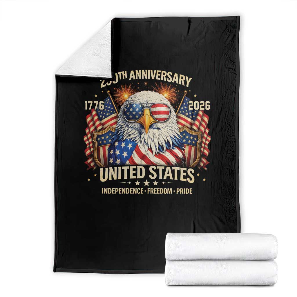 250 Anniversary USA 250th American 250 Years 4th July 2026 Throw Blanket TS11 Black Print Your Wear