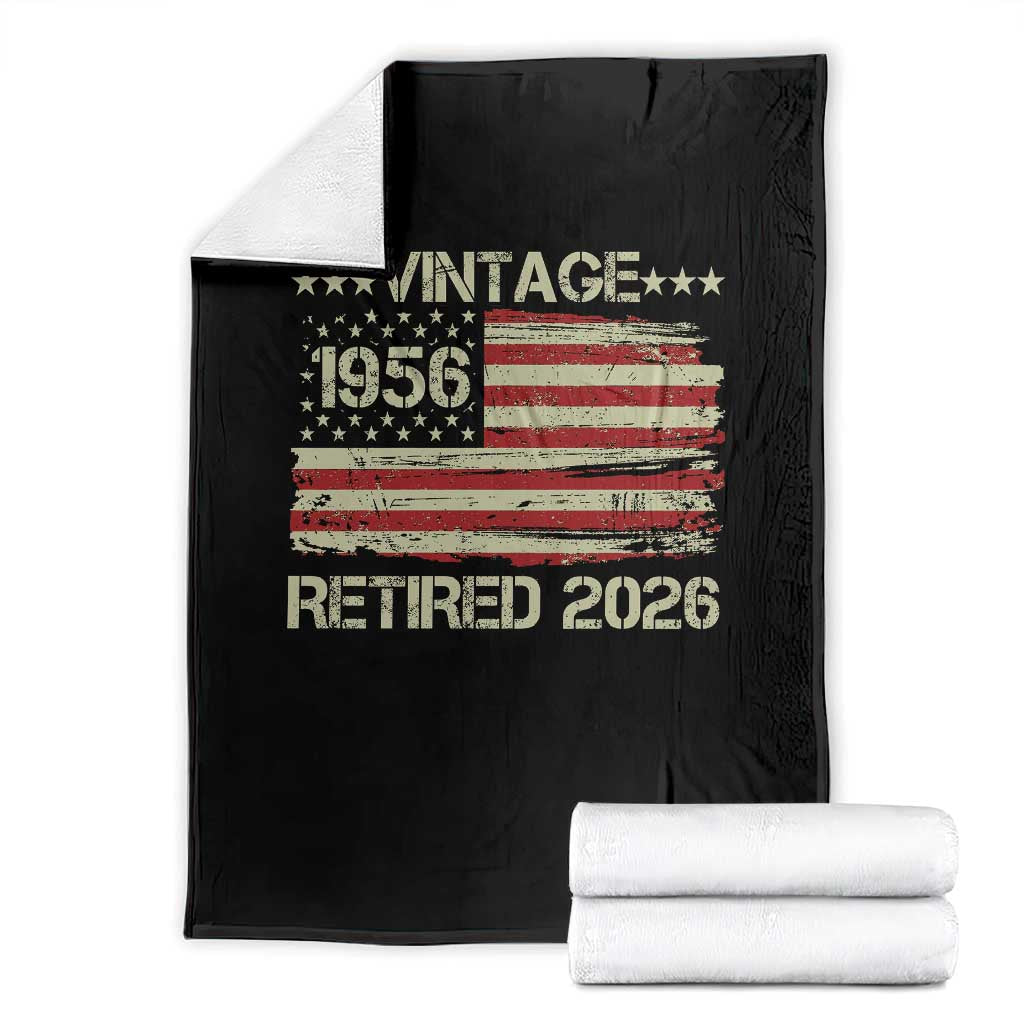 70th Birthday Retirement Throw Blanket Vintage 1956 Retired 2026 American Flag TS11 Black Print Your Wear