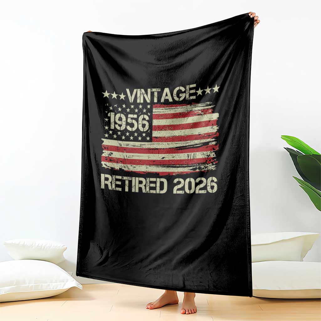 70th Birthday Retirement Throw Blanket Vintage 1956 Retired 2026 American Flag TS11 Print Your Wear