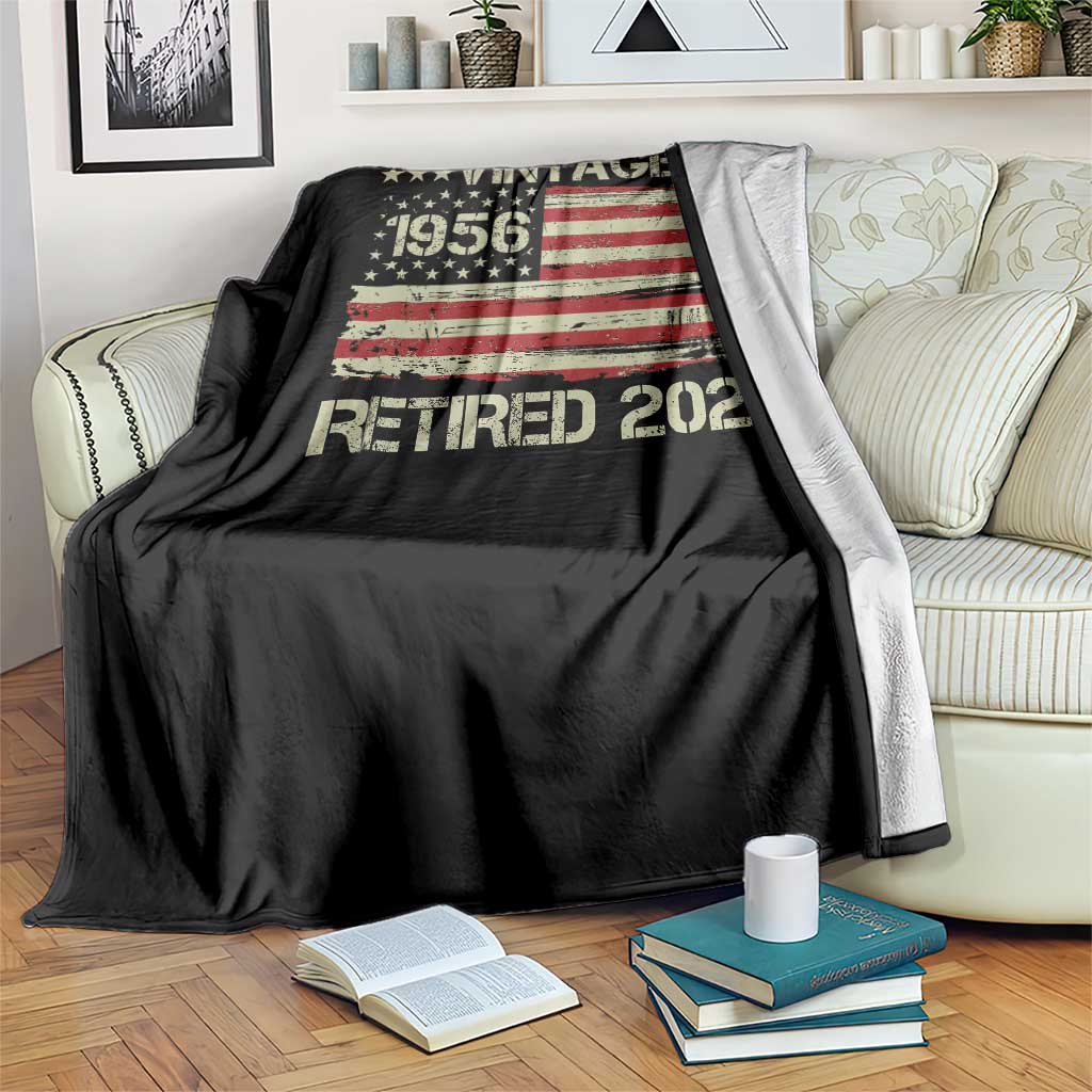 70th Birthday Retirement Throw Blanket Vintage 1956 Retired 2026 American Flag TS11 Print Your Wear