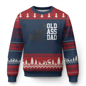 Bold Badass Bonus Dad Ugly Christmas Sweater Old Ass Dad Funny Father's Day Gift TS11 Navy Red Print Your Wear