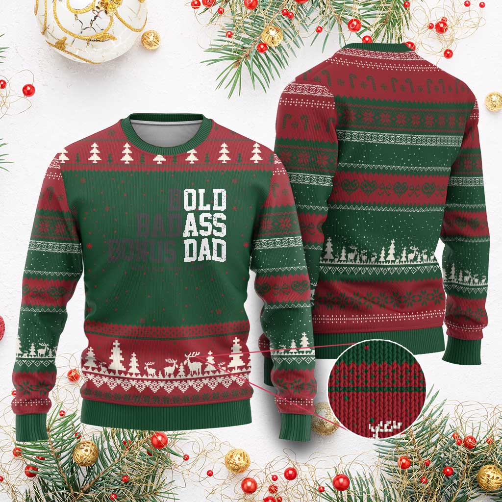 Bold Badass Bonus Dad Ugly Christmas Sweater Old Ass Dad Funny Father's Day Gift TS11 Red Green Print Your Wear