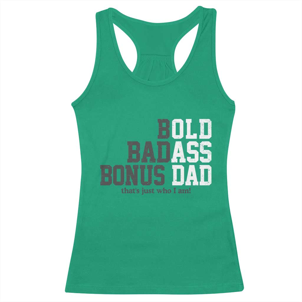 Bold Badass Bonus Dad Racerback Tank Top Old Ass Dad Funny Father's Day Gift TS11 Irish Green Print Your Wear