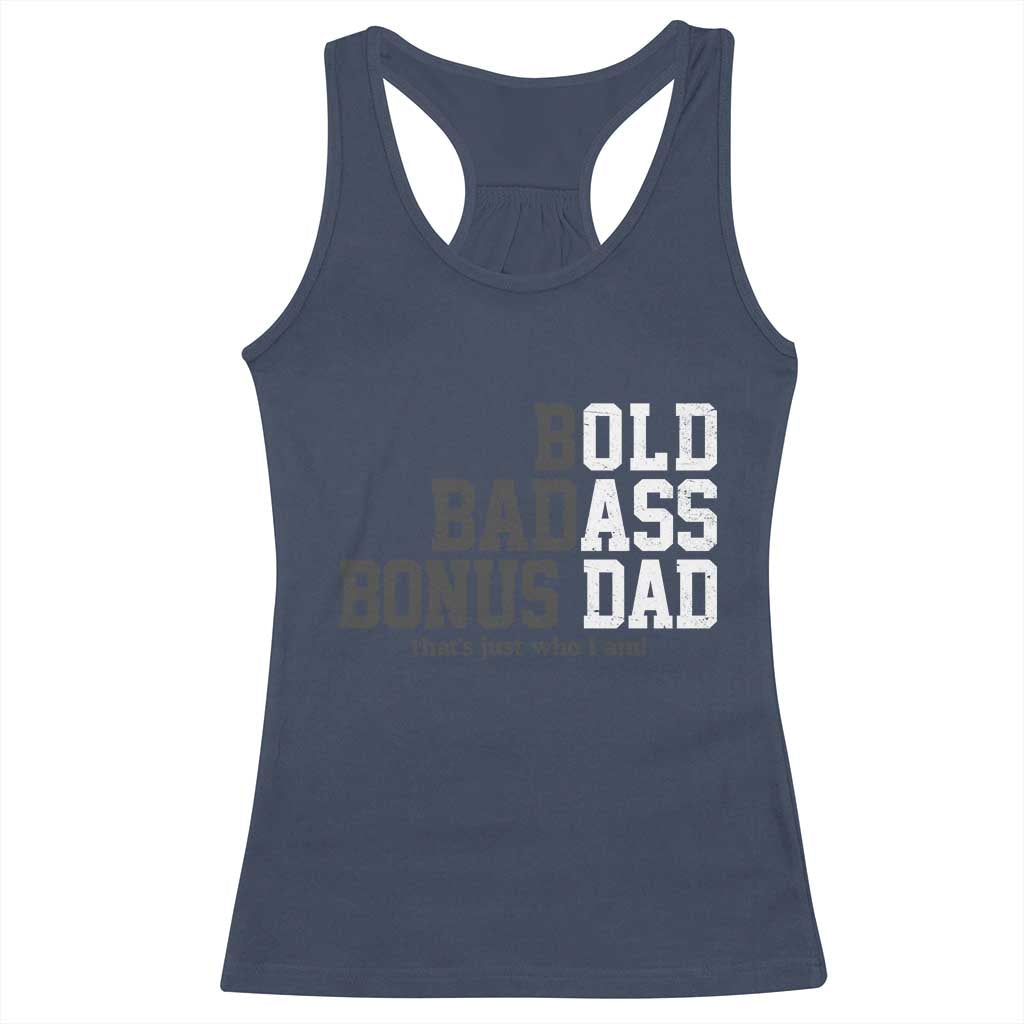 Bold Badass Bonus Dad Racerback Tank Top Old Ass Dad Funny Father's Day Gift TS11 Navy Print Your Wear