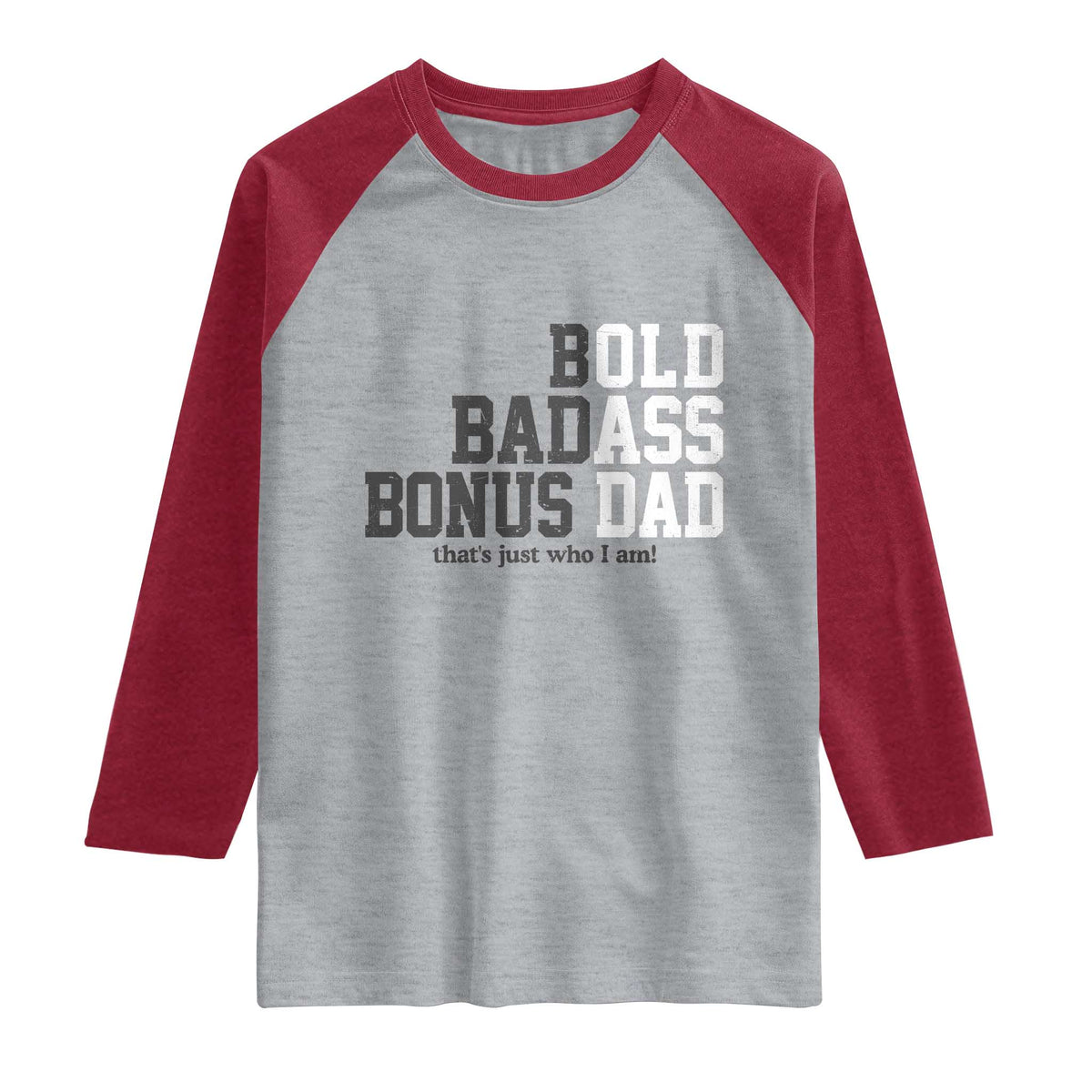 Bold Badass Bonus Dad Raglan Shirt Old Ass Dad Funny Father's Day Gift TS11 Heather Gray Heather Red Print Your Wear