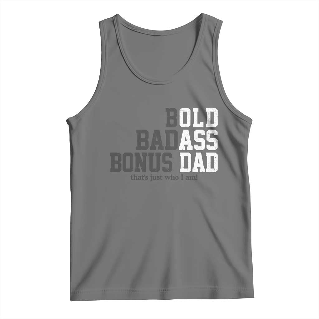 Bold Badass Bonus Dad Tank Top Old Ass Dad Funny Father's Day Gift TS11 Black Heather Print Your Wear