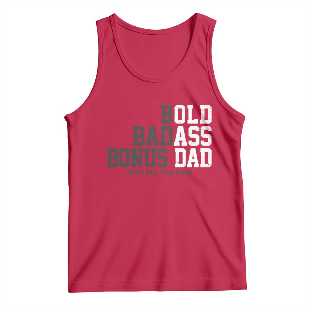 Bold Badass Bonus Dad Tank Top Old Ass Dad Funny Father's Day Gift TS11 Red Print Your Wear